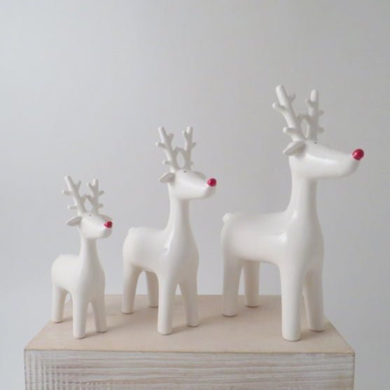 Standing White Reindeer Christmas Decoration - Simply Rye