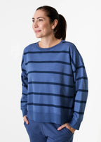 Stripe Crew Neck Sweatshirt - Denim - Simply Rye