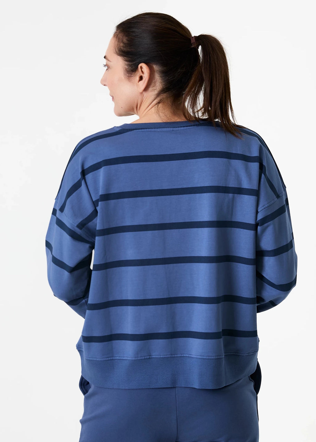 Stripe Crew Neck Sweatshirt - Denim - Simply Rye
