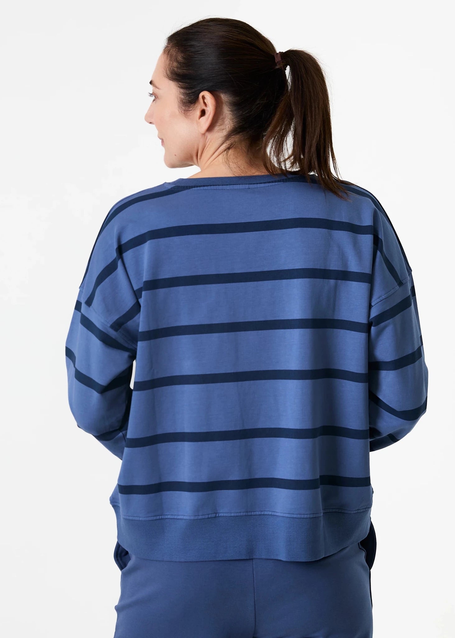 Stripe Crew Neck Sweatshirt - Denim - Simply Rye