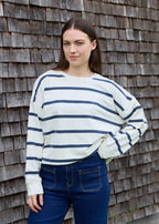 Stripe Crew Neck Sweatshirt - Ivory - Simply Rye