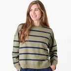 Stripe Crew Neck Sweatshirt - Khaki - Simply Rye