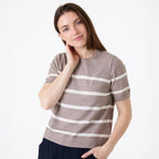 Stripe Short Sleeve Jumper - Mink - Simply Rye