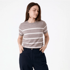 Stripe Short Sleeve Jumper - Mink - Simply Rye
