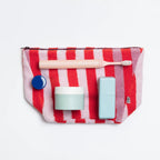 Striped Terry Towelling Wash Bag - Pink & Red - Simply Rye