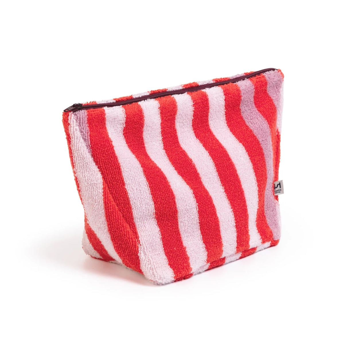 Striped Terry Towelling Wash Bag - Pink & Red - Simply Rye