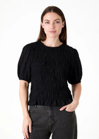 Textured Shirred Bodice Top - Black - Simply Rye