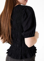 Textured Shirred Bodice Top - Black - Simply Rye