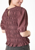 Textured Shirred Bodice Top - Mauve - Simply Rye