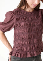 Textured Shirred Bodice Top - Mauve - Simply Rye