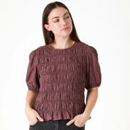 Textured Shirred Bodice Top - Mauve - Simply Rye