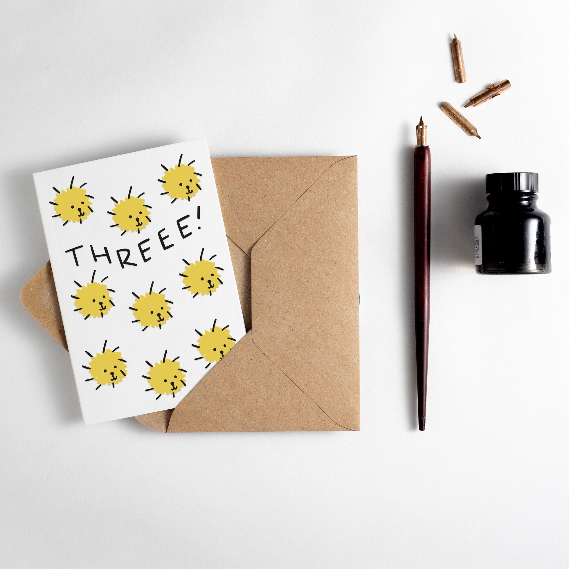 ‘Three!’ Lions Card - Simply Rye