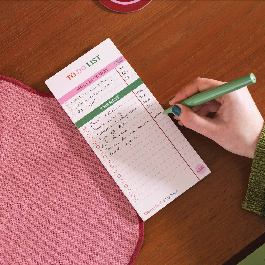 To Do List Pad - Work Hard, Play Nice - Simply Rye