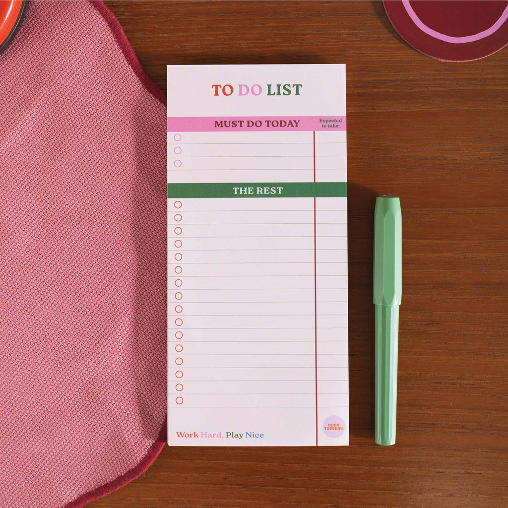 To Do List Pad - Work Hard, Play Nice - Simply Rye
