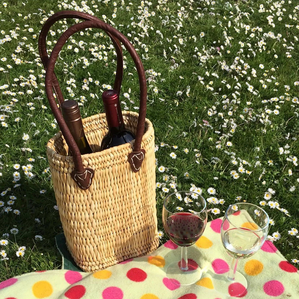 Two Bottle Basket Hamper Bag - Simply Rye