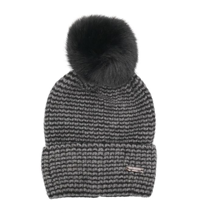 Two Tone Pompom Hat - Black - Simply Rye