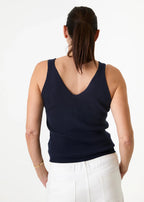 V Neck Button Through Knitted Vest - Navy - Simply Rye