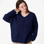 V - Neck Seam Detail Jumper - Navy - Simply Rye