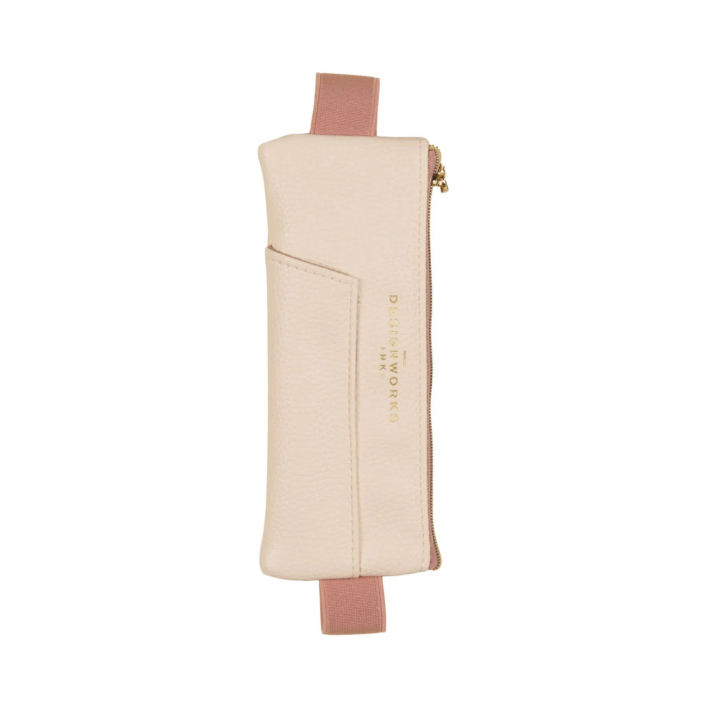 Vegan Leather Pen Pouch - Cream/Light Pink - Simply Rye