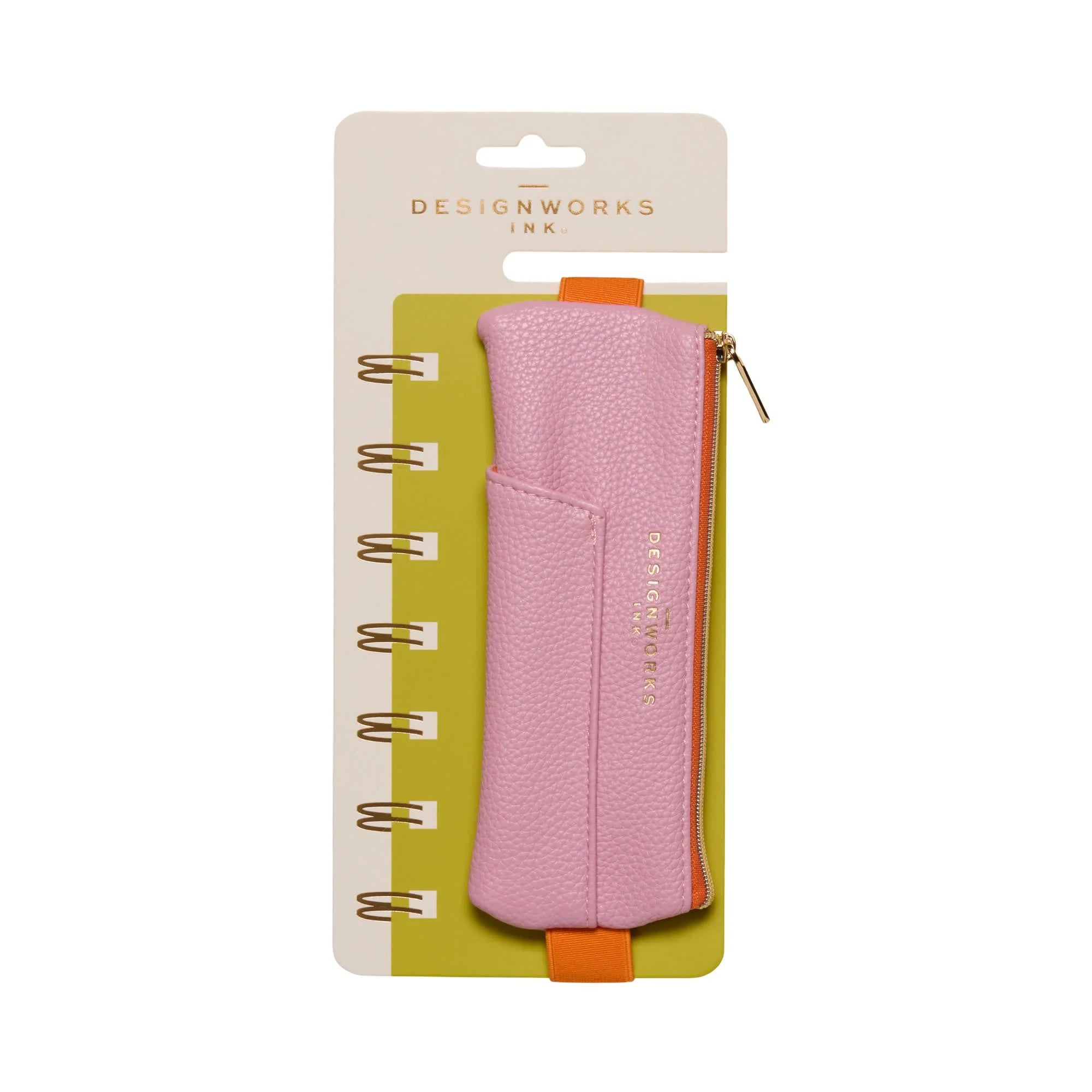 Vegan Leather Pen Pouch - Pink/Orange - Simply Rye