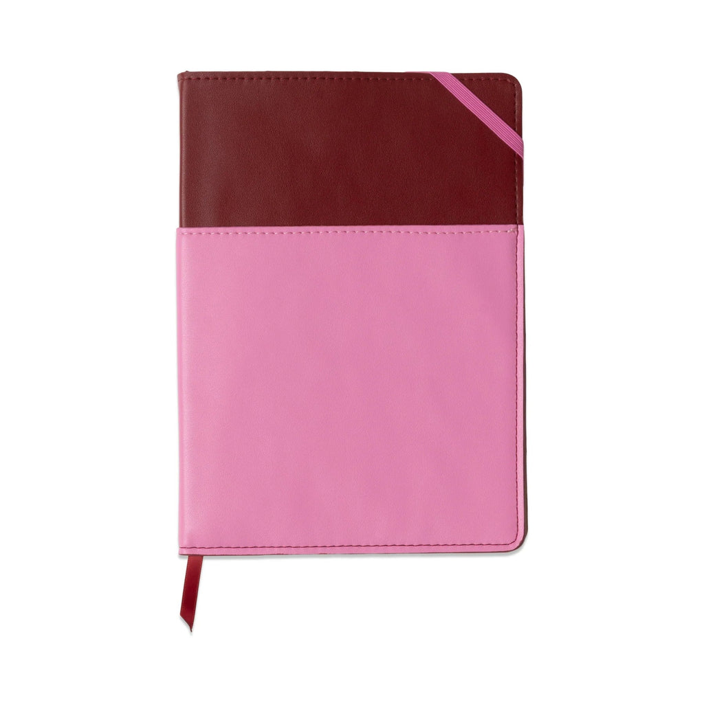 Vegan Leather Pocket Journal - Burgundy & Pink - Simply Rye