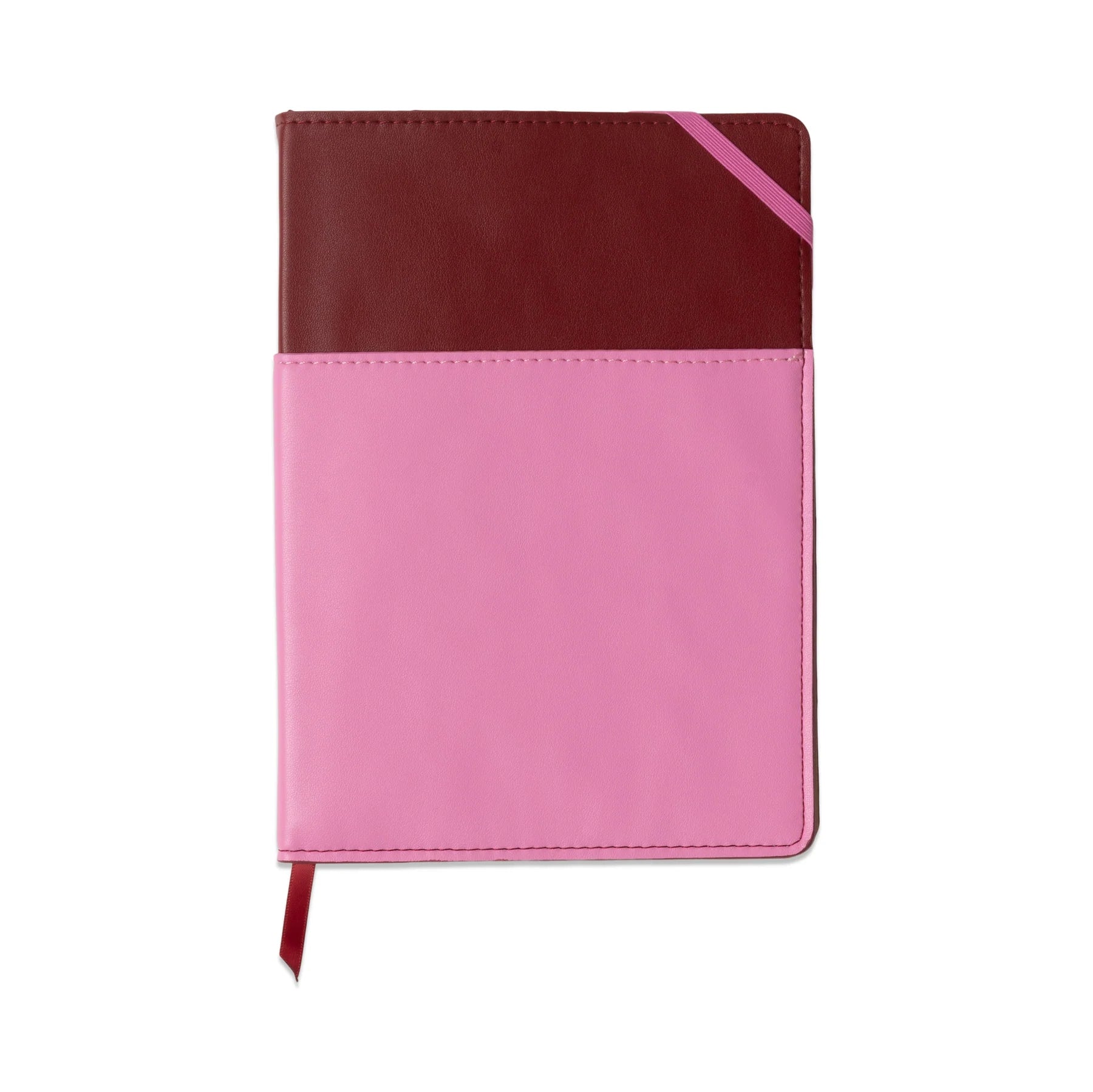 Vegan Leather Pocket Journal - Burgundy & Pink - Simply Rye