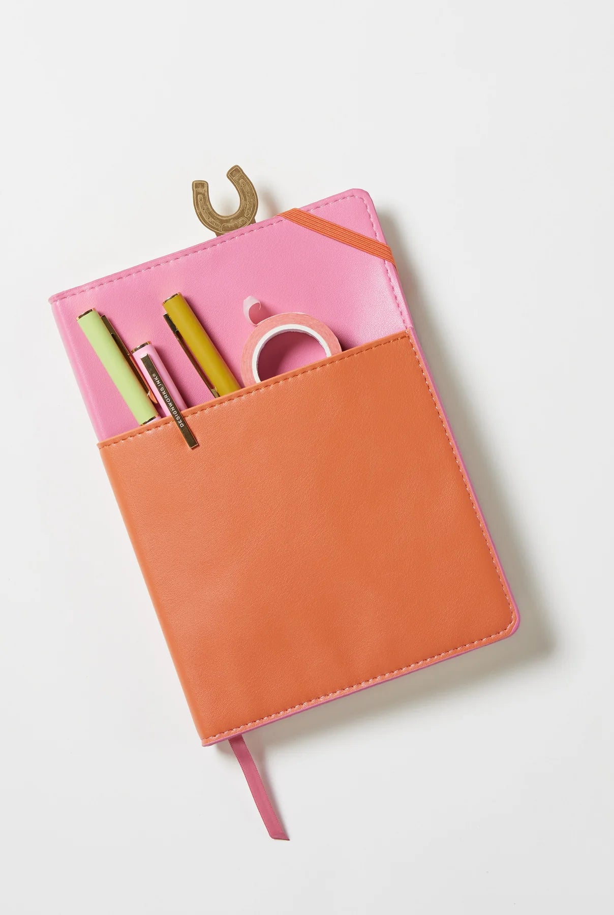 Vegan Leather Pocket Journal - Pink & Chilli Orange - Simply Rye