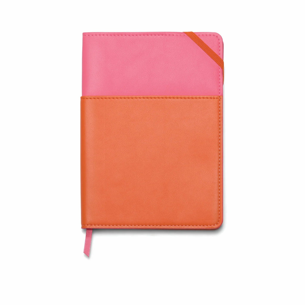 Vegan Leather Pocket Journal - Pink & Chilli Orange - Simply Rye