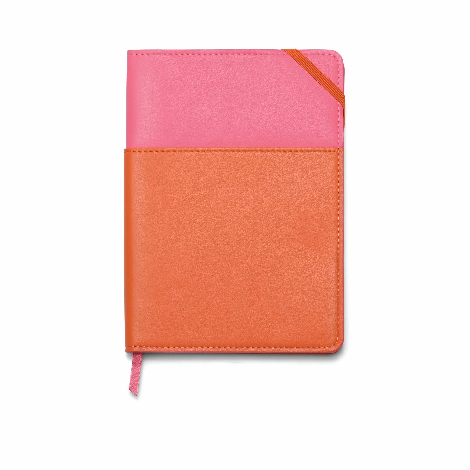 Vegan Leather Pocket Journal - Pink & Chilli Orange - Simply Rye