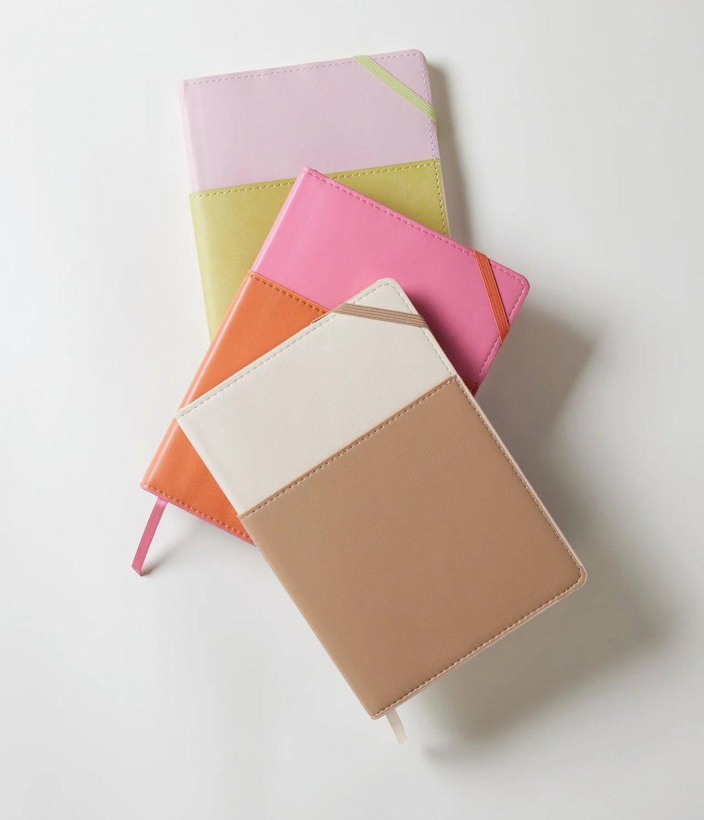 Vegan Leather Pocket Journal - Pink & Chilli Orange - Simply Rye