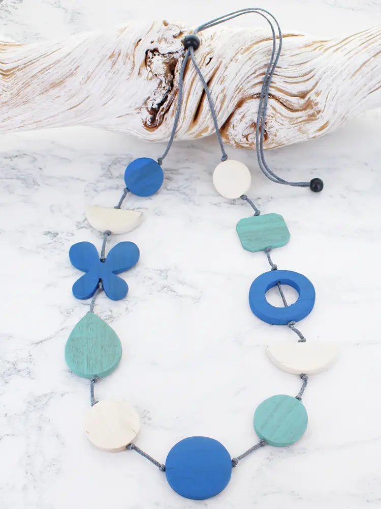 Wooden Butterfly Necklace - Blue - Simply Rye