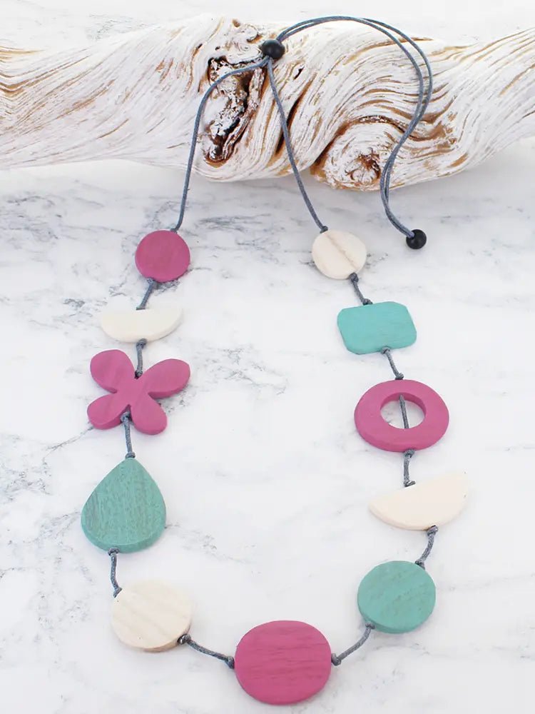 Wooden Butterfly Necklace - Pink - Simply Rye