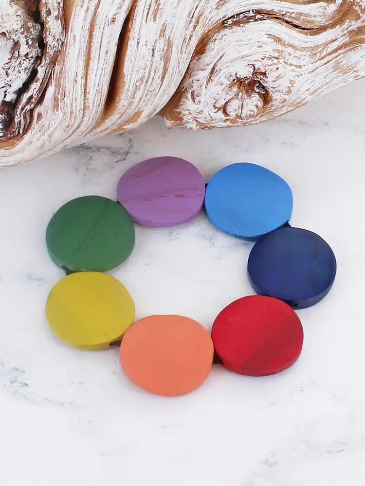 Wooden Disc Bracelet - Rainbow - Simply Rye
