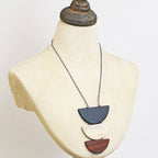 Wooden Half Moon Pendant Necklace - Neutral/Brown - Simply Rye