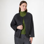 Wool Blend Boxy Jacket - Charcoal - Simply Rye