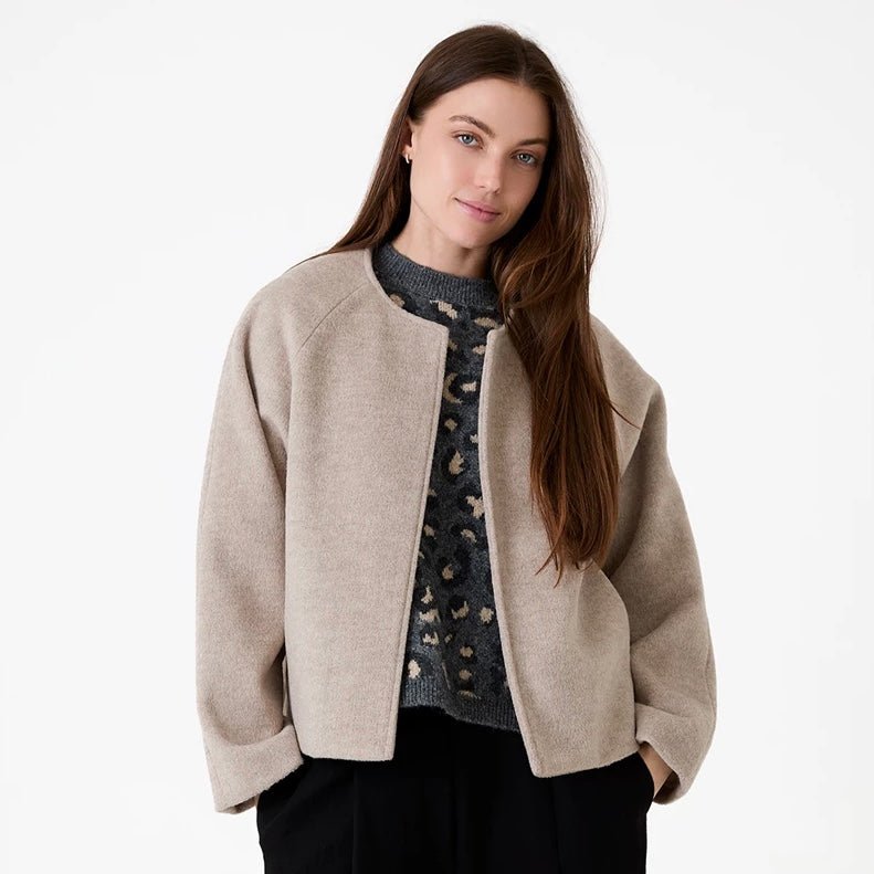 Wool Blend Boxy Jacket - Stone - Simply Rye
