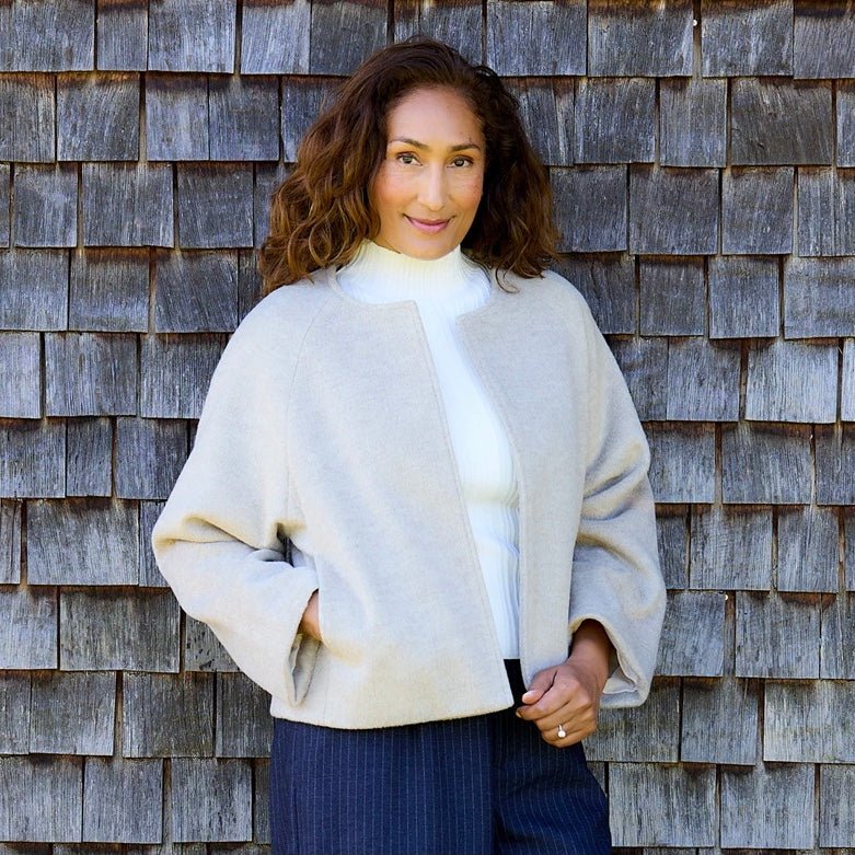 Wool Blend Boxy Jacket - Stone - Simply Rye